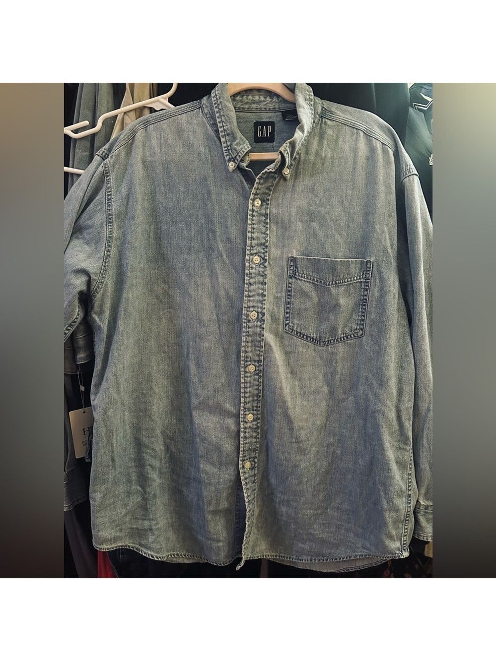 Vintage Men's Blue Denim button up